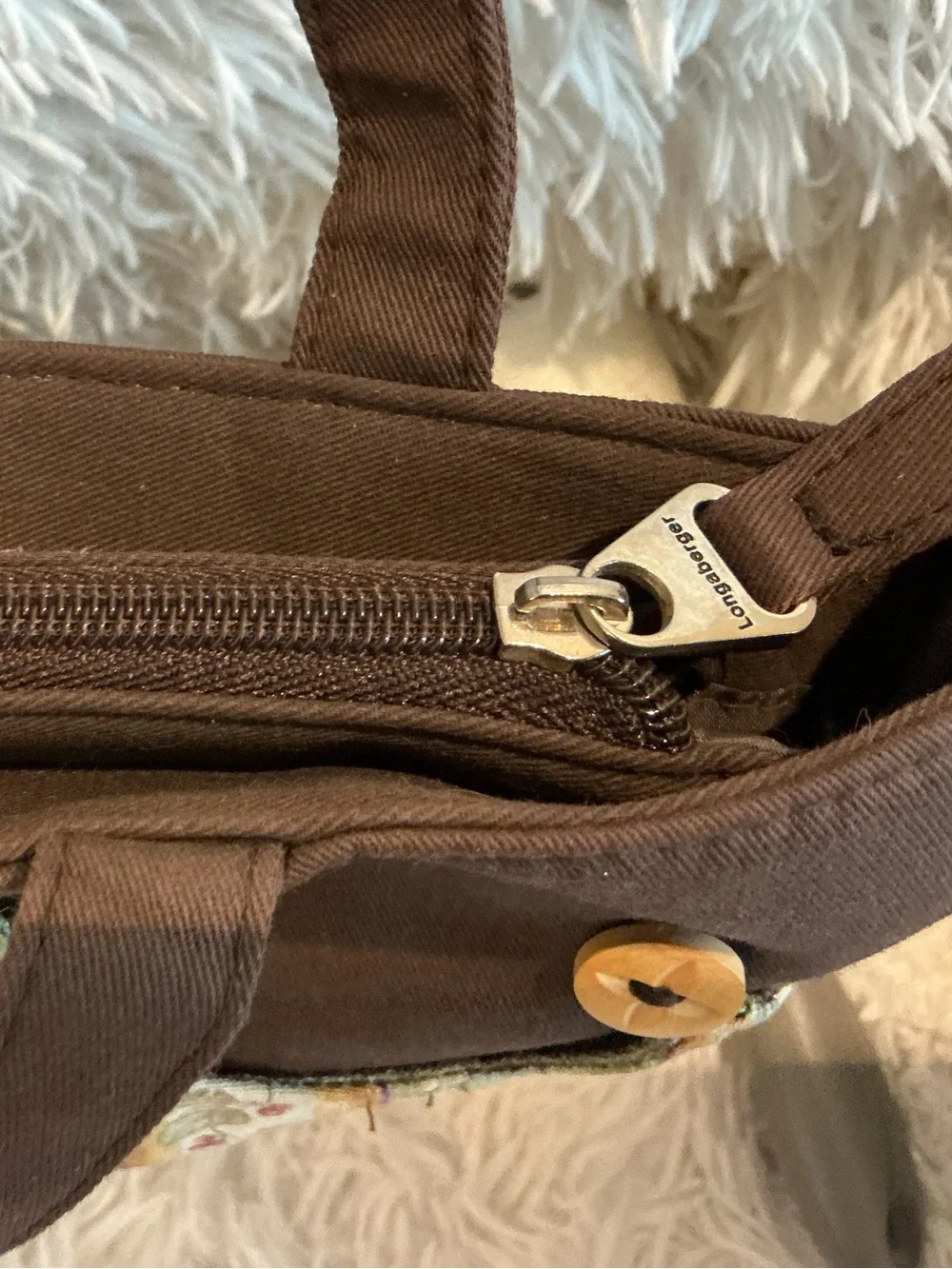 Longaberger Homestead 3-in-1 Tote NWT Reversible Floral Brown Shoulder Bag